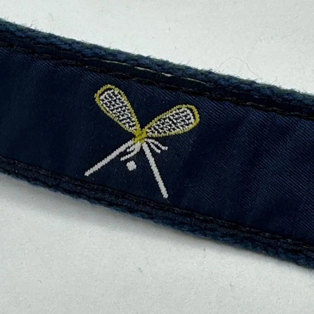 Preston Canvas Lacrosse Silver D-Ring Preppy Belt Blue Size Small